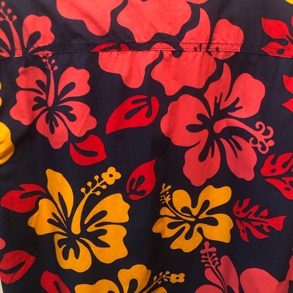 Quiksilver Mens Colorful Button Down Hawaiian SS Shirt Sz XL Red Navy Orange - Picture 6 of 7